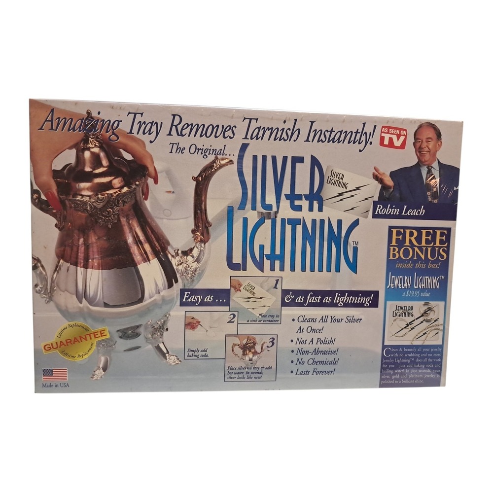 Silver Lightning  Amazing Tray Removes Tarnish Instantly-Robin Leach Vintage NEW